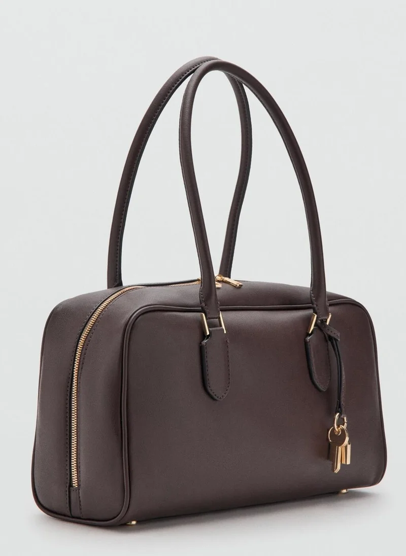 MANGO Medium bowling bag with charm detail